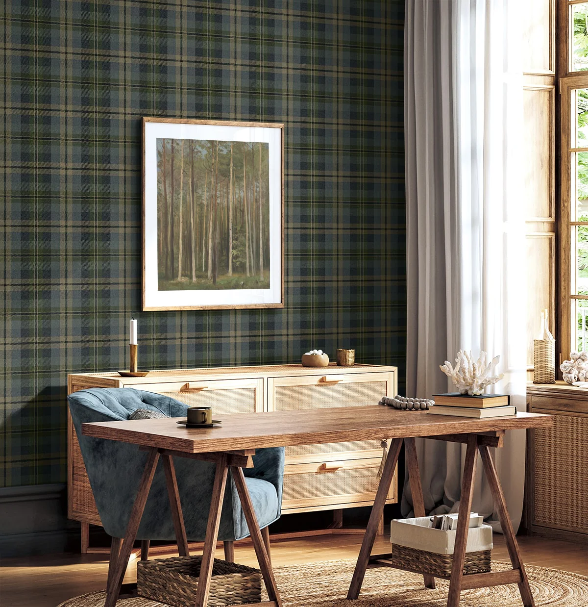 Thornbury Tailored Plaid Peel and Stick Removable Wallpaper - Image 3