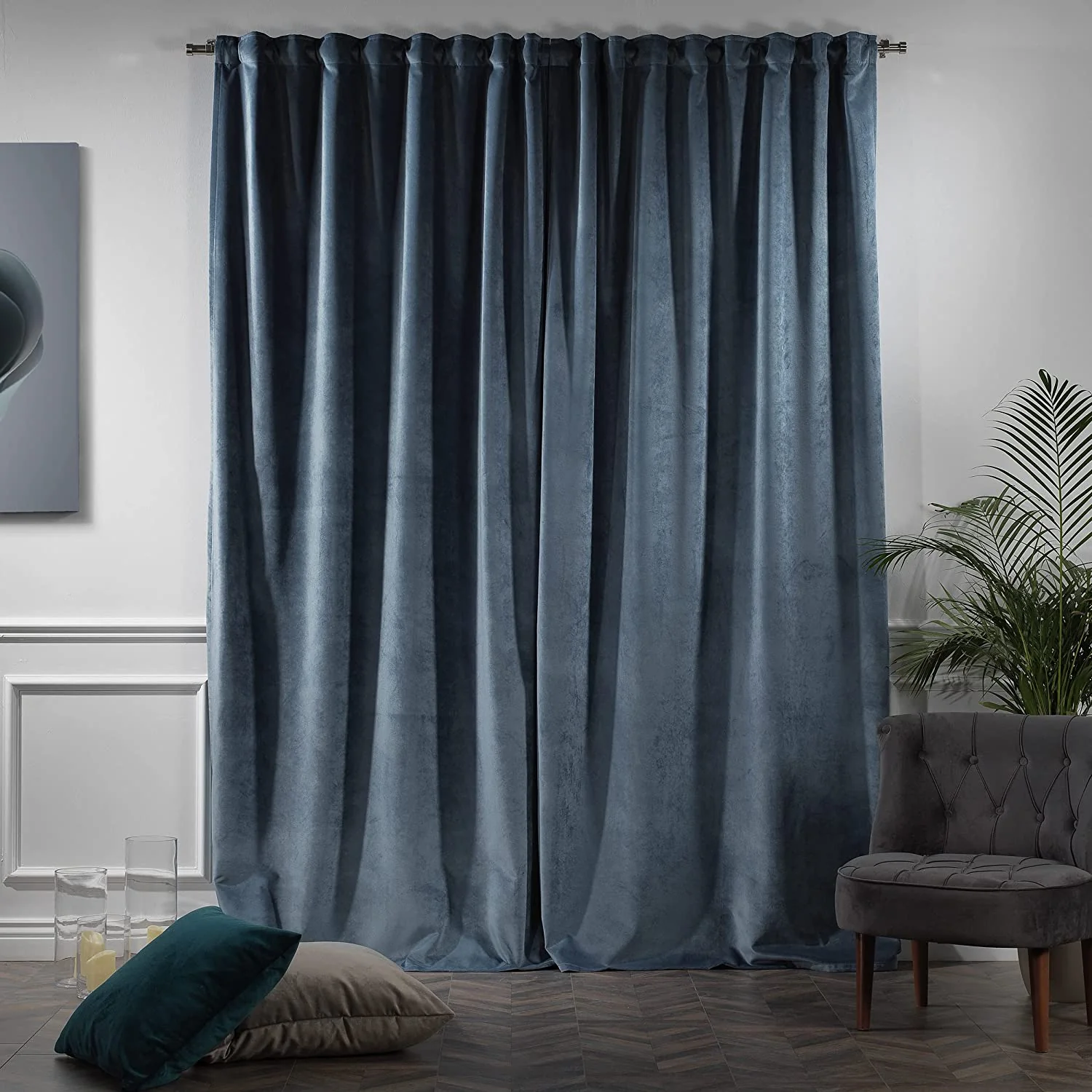 Extra Long Solid Matte Velvet Soft Curtains, 2 Panels, 5-25 Feet Custom Made Curtains - Image 19