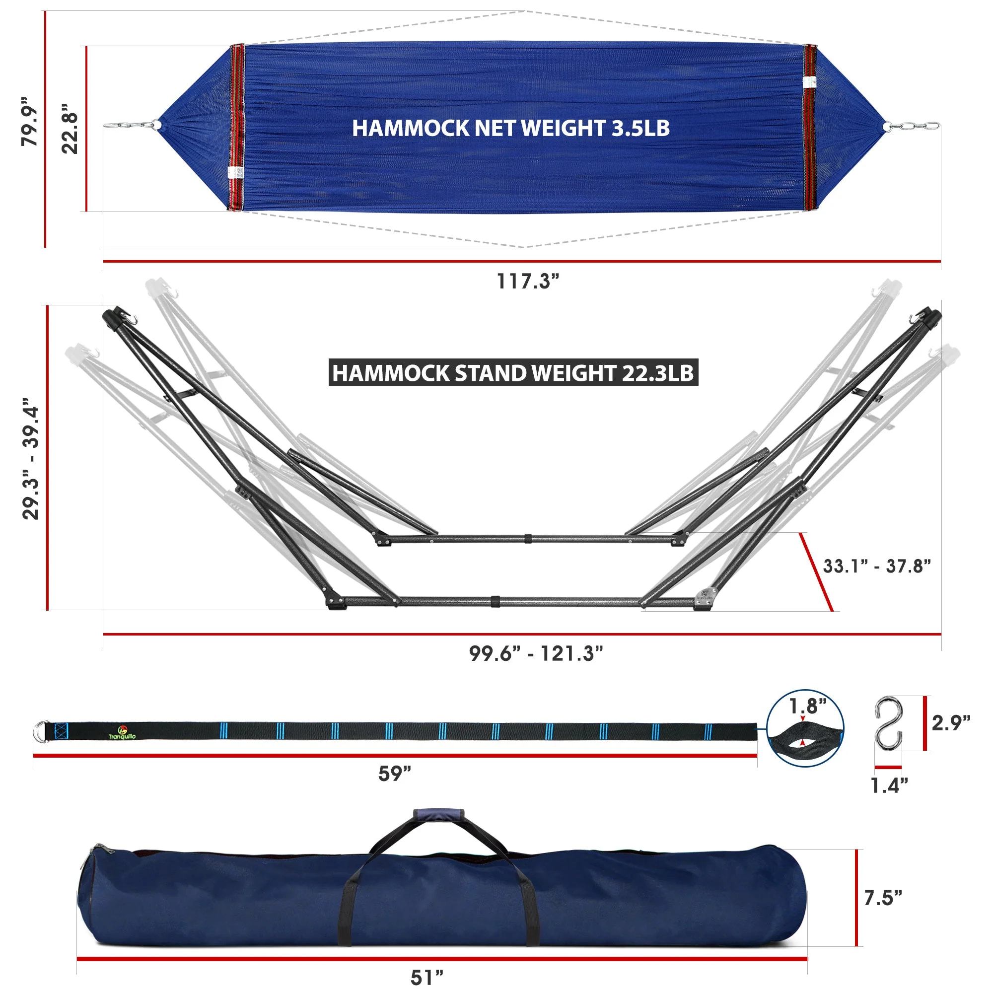 Tranquillo Comfort Set Original Hammock Stand - Image 12