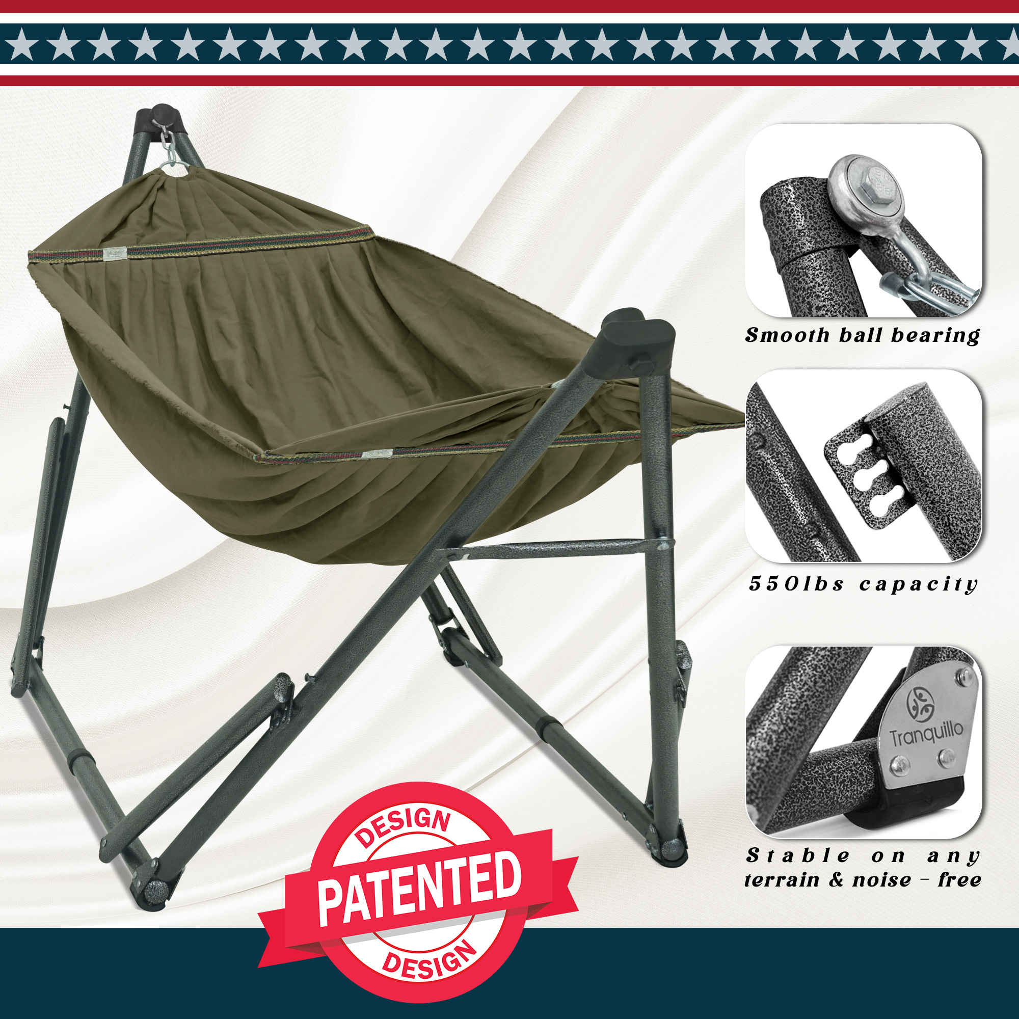 Tranquillo Uniki Canvas Hammock with Stand - Image 32