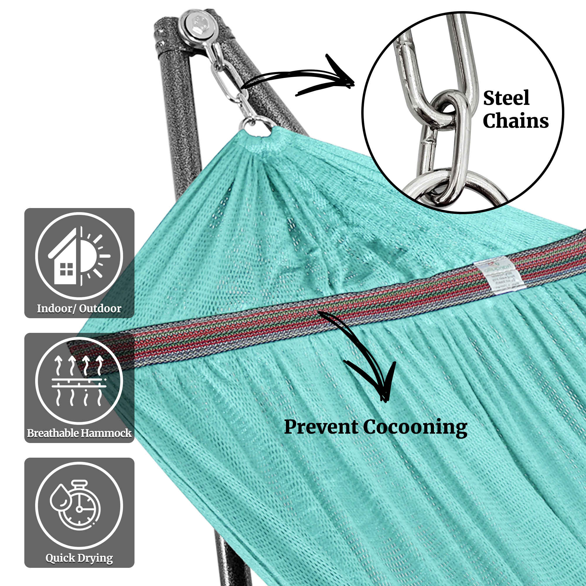 Tranquillo Universal Hammock with Medium Size Stands - Image 38