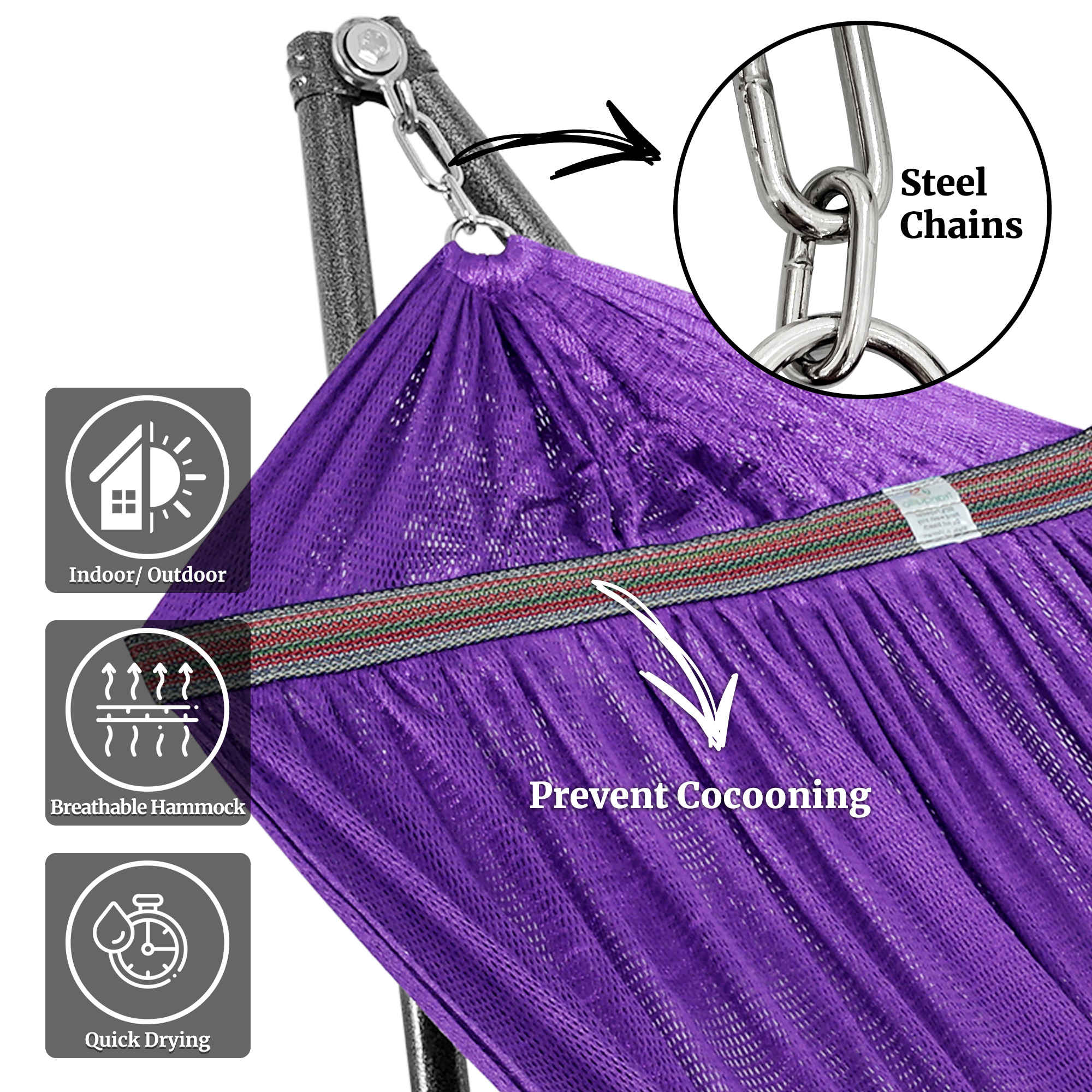 Tranquillo Universal Hammock with Medium Size Stands - Image 65