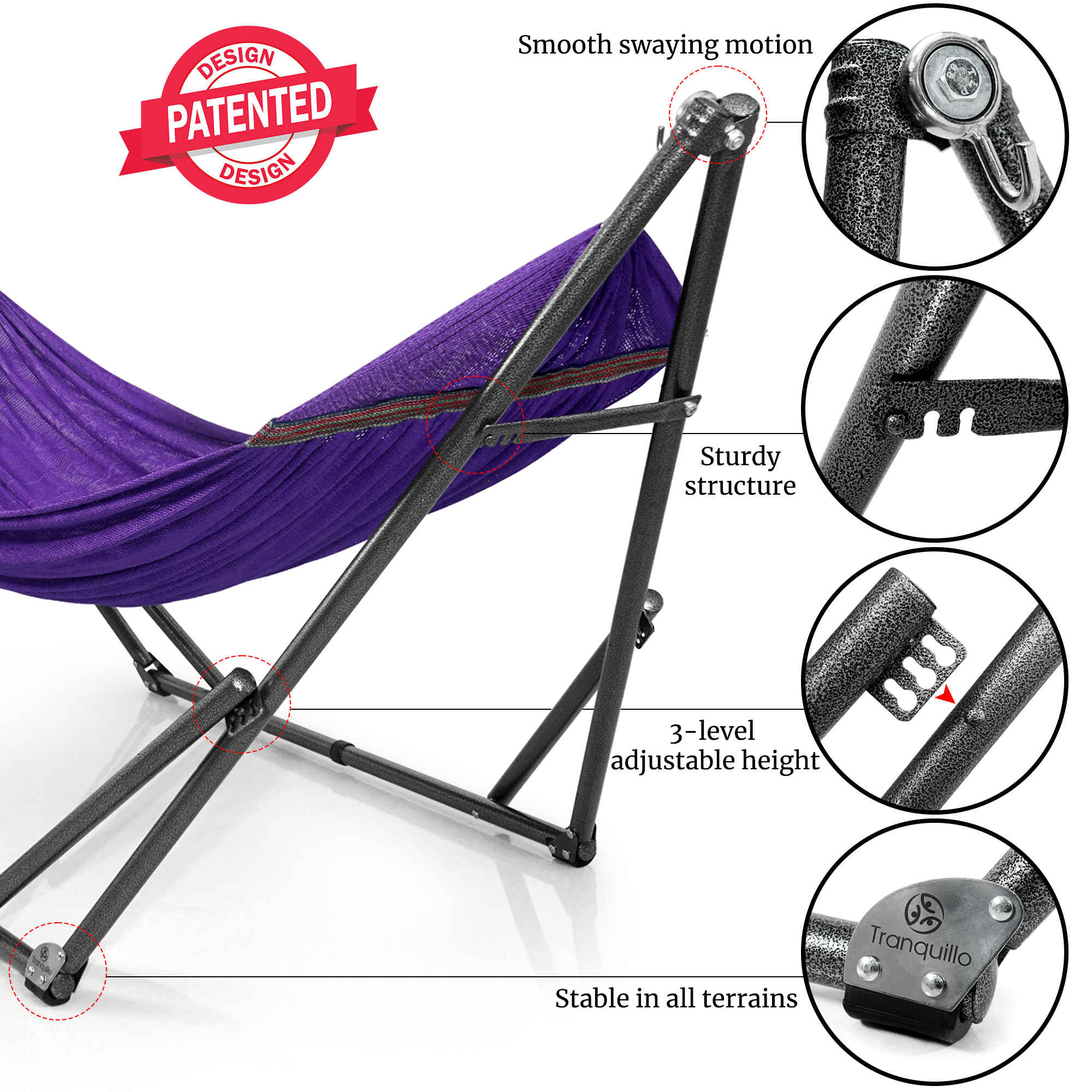 Tranquillo Universal Hammock with Medium Size Stands - Image 68