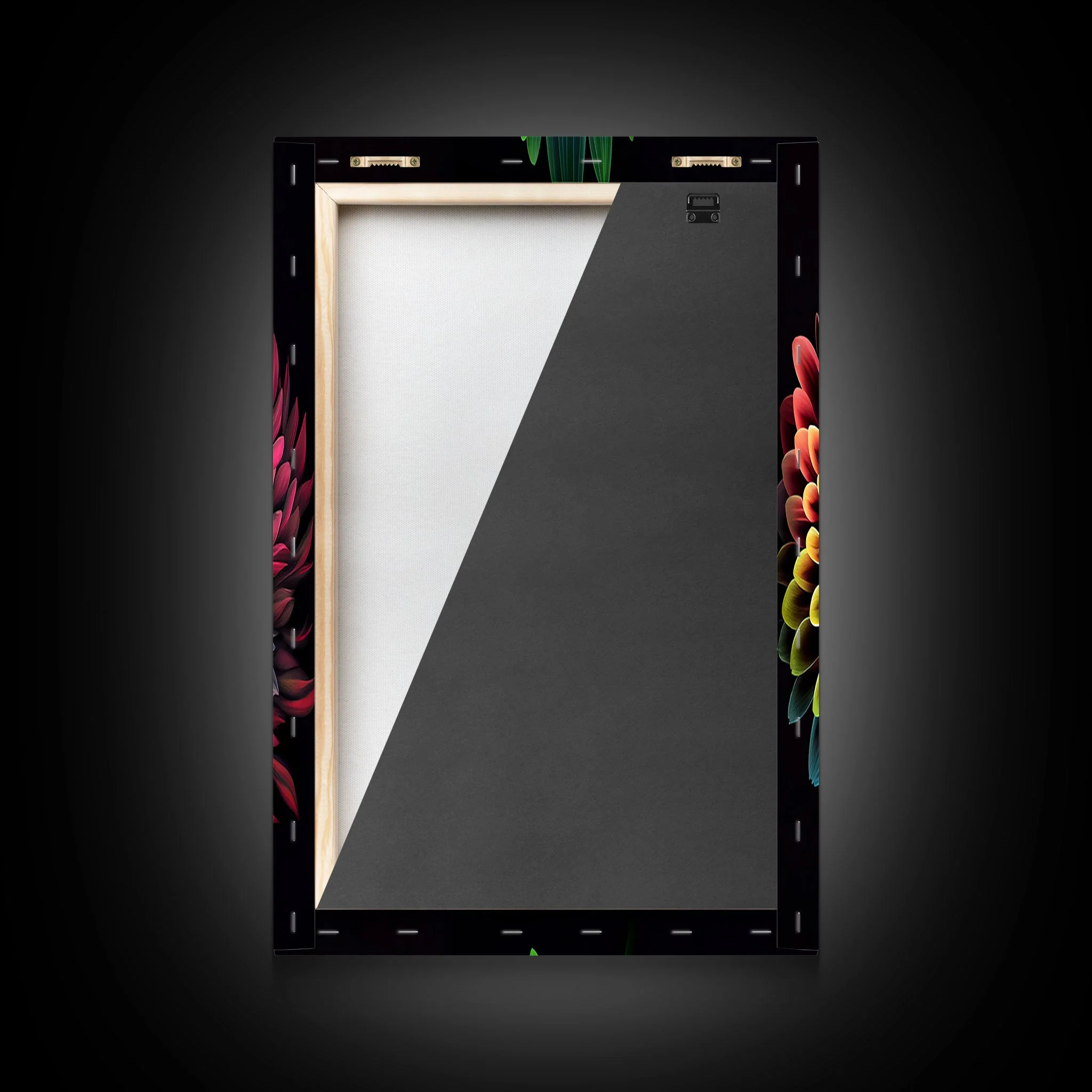 Triptych 3 Panel Wall Art - Framed Canvas Prints - Retro Style Flower Paintings - Image 9