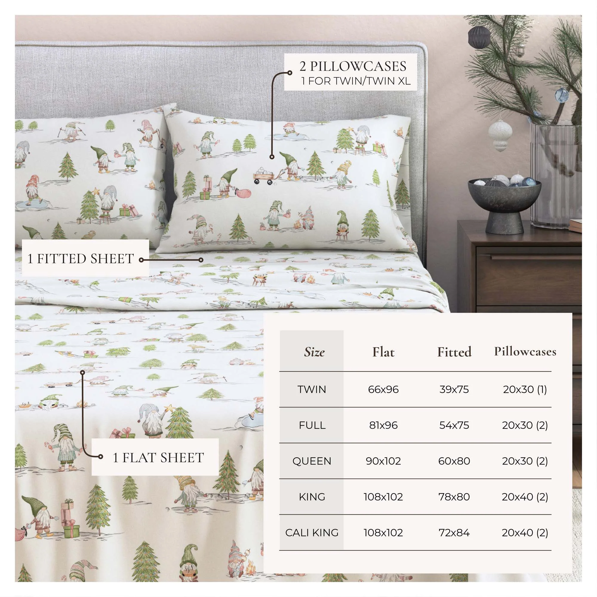 Turkish Cotton Flannel Sheet Set - Elevated Holiday Collection - Image 3