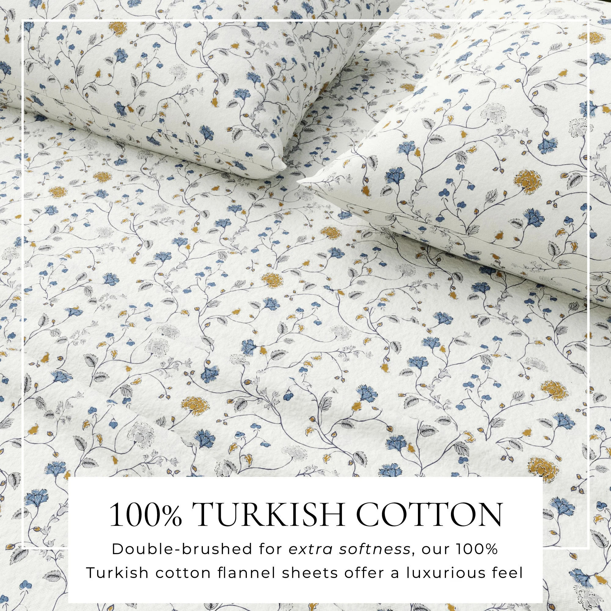 Turkish Cotton Flannel Sheet Set - Winter Floral Collection - Image 2