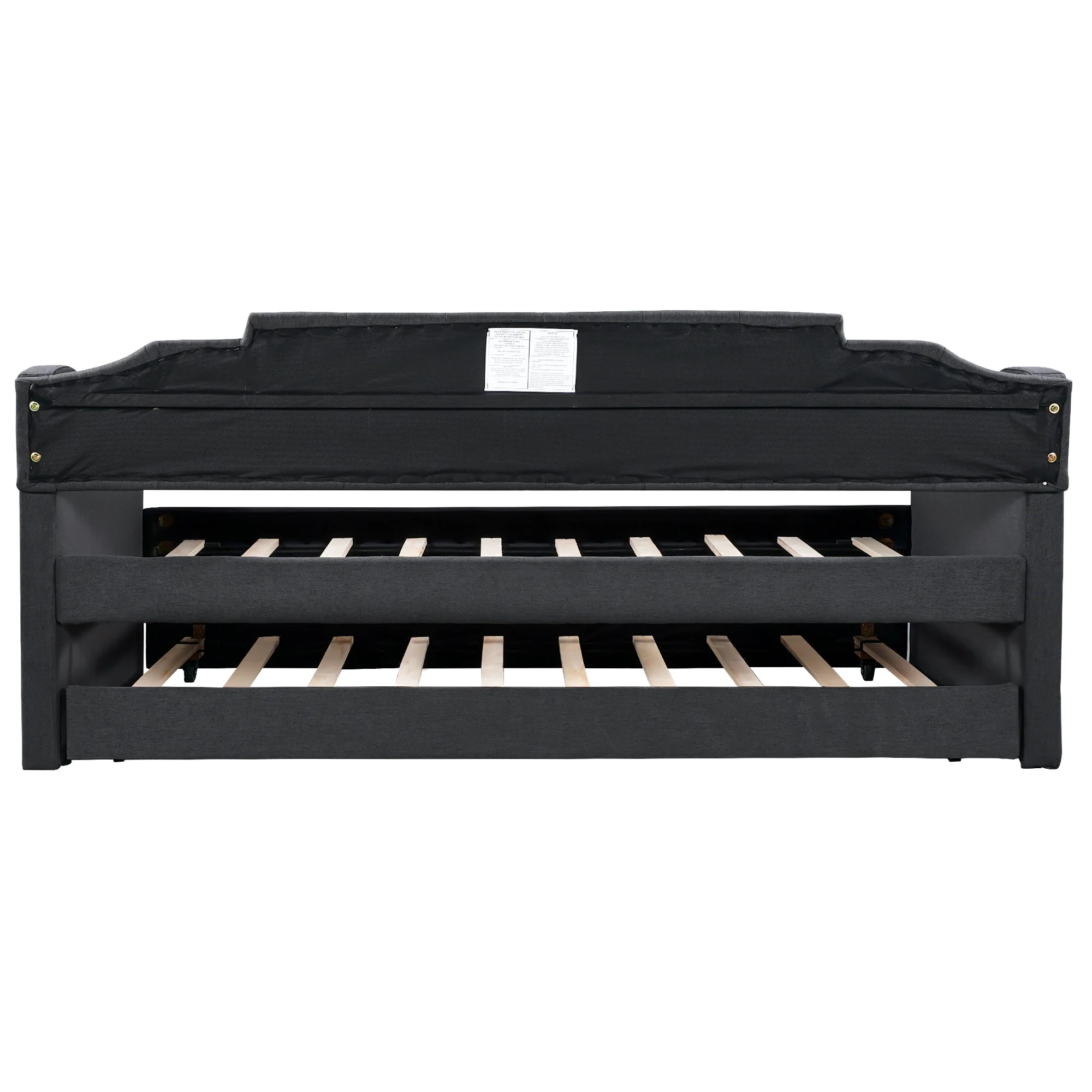 Upholstered Twin Daybed with Trundle, Black - Image 14