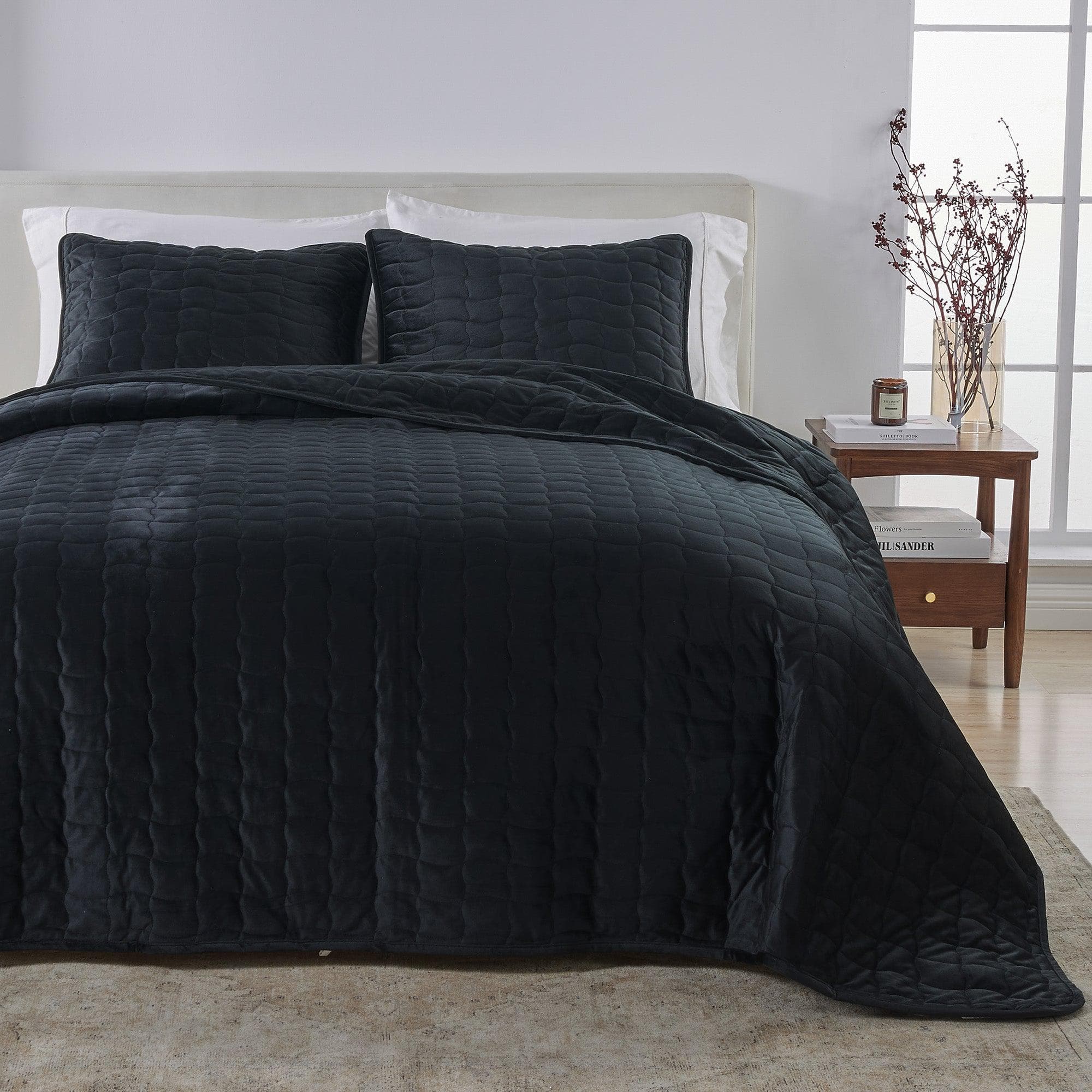 Velvet Box-Stitched Quilt Set - Vivica Collection - Image 7
