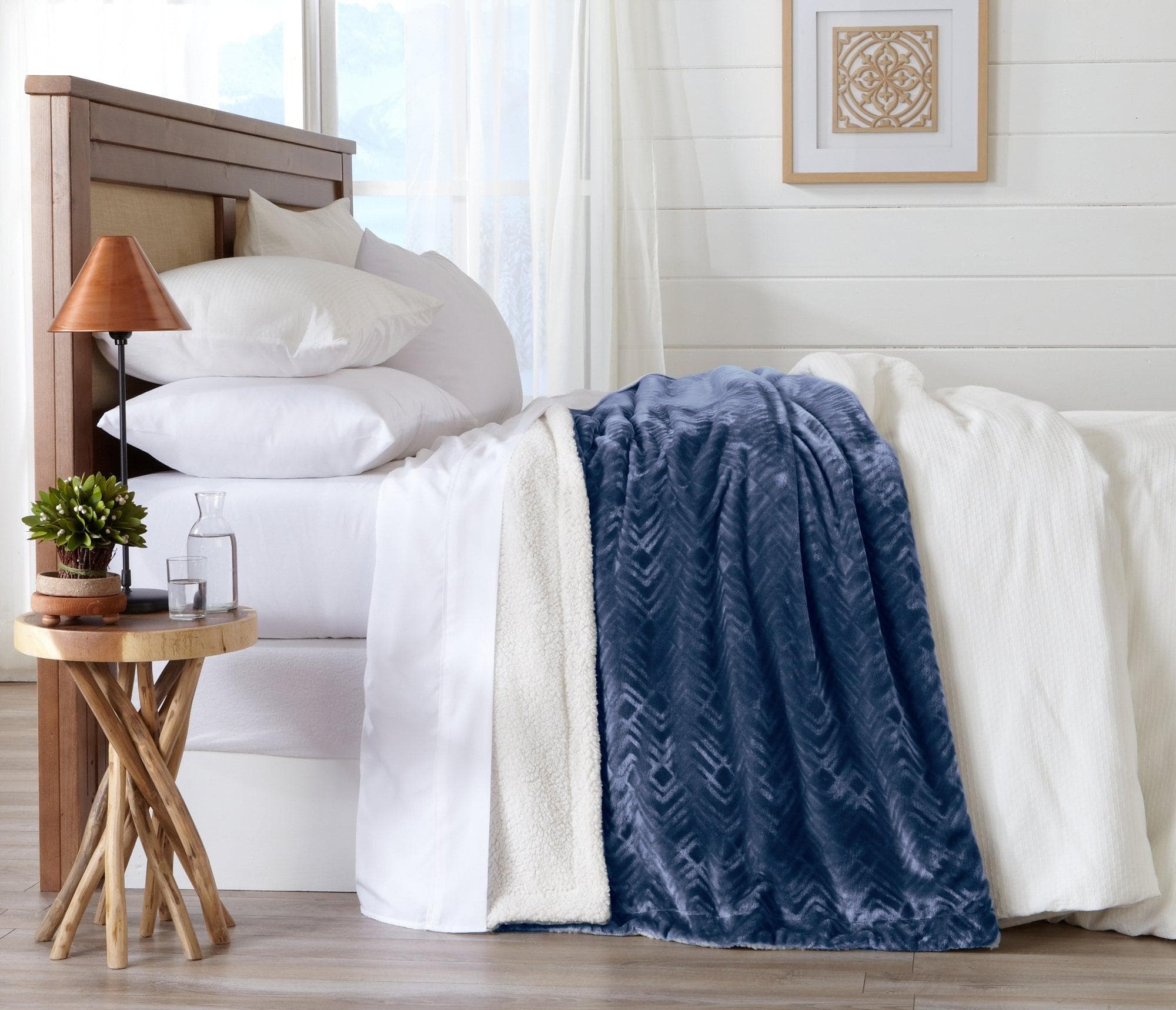 Velvet Plush Sherpa Luxury Bed Blanket - Cielo Collection - Image 61