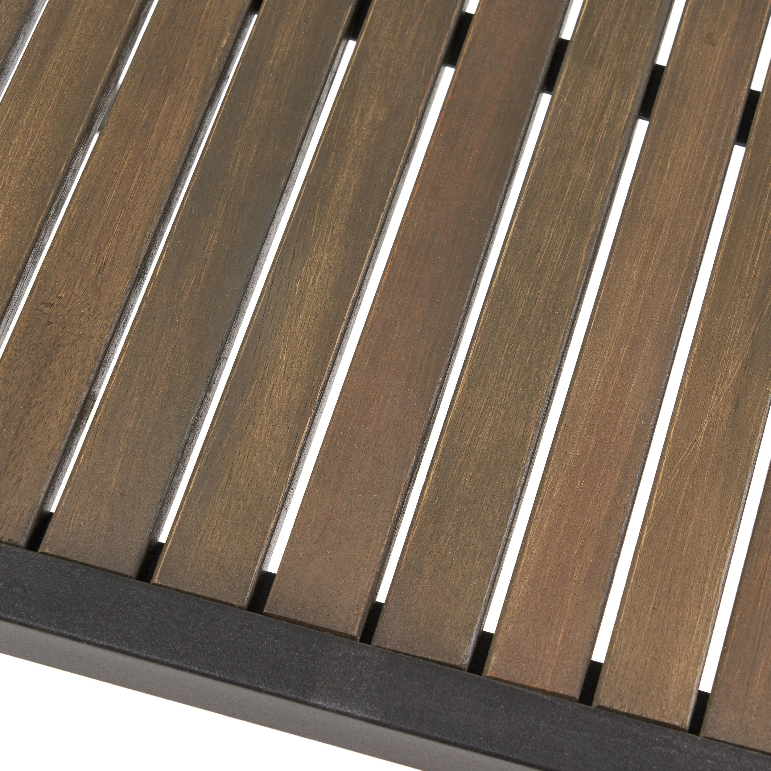 Vermilion Outdoor Dining Chair with Vertical Slat and Wooden Arm, Grey - Image 10