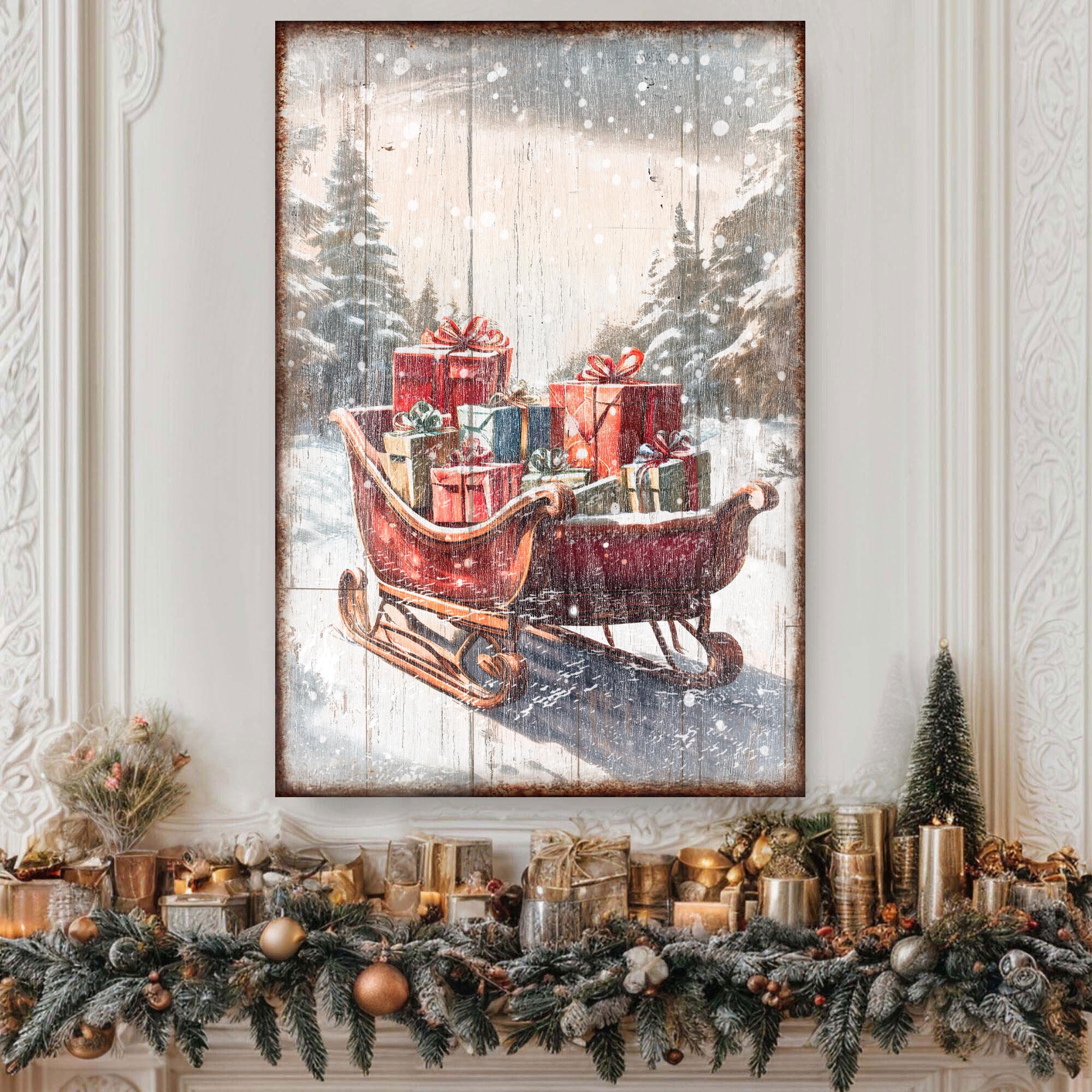 Vintage Christmas Sleigh Sled Wall Art V - Image 3