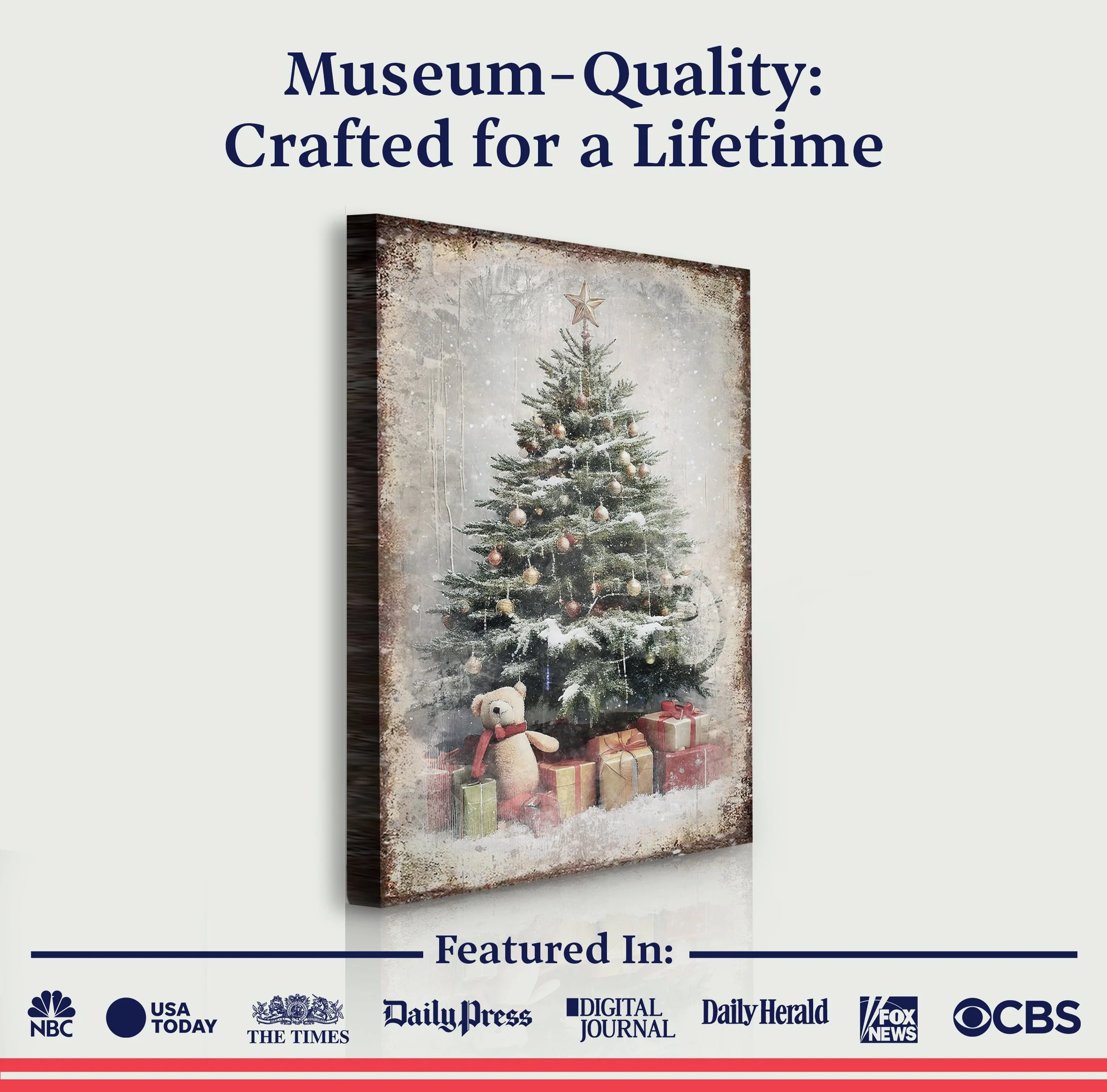 Vintage Christmas Tree With Gifts Wall Art II - Image 4