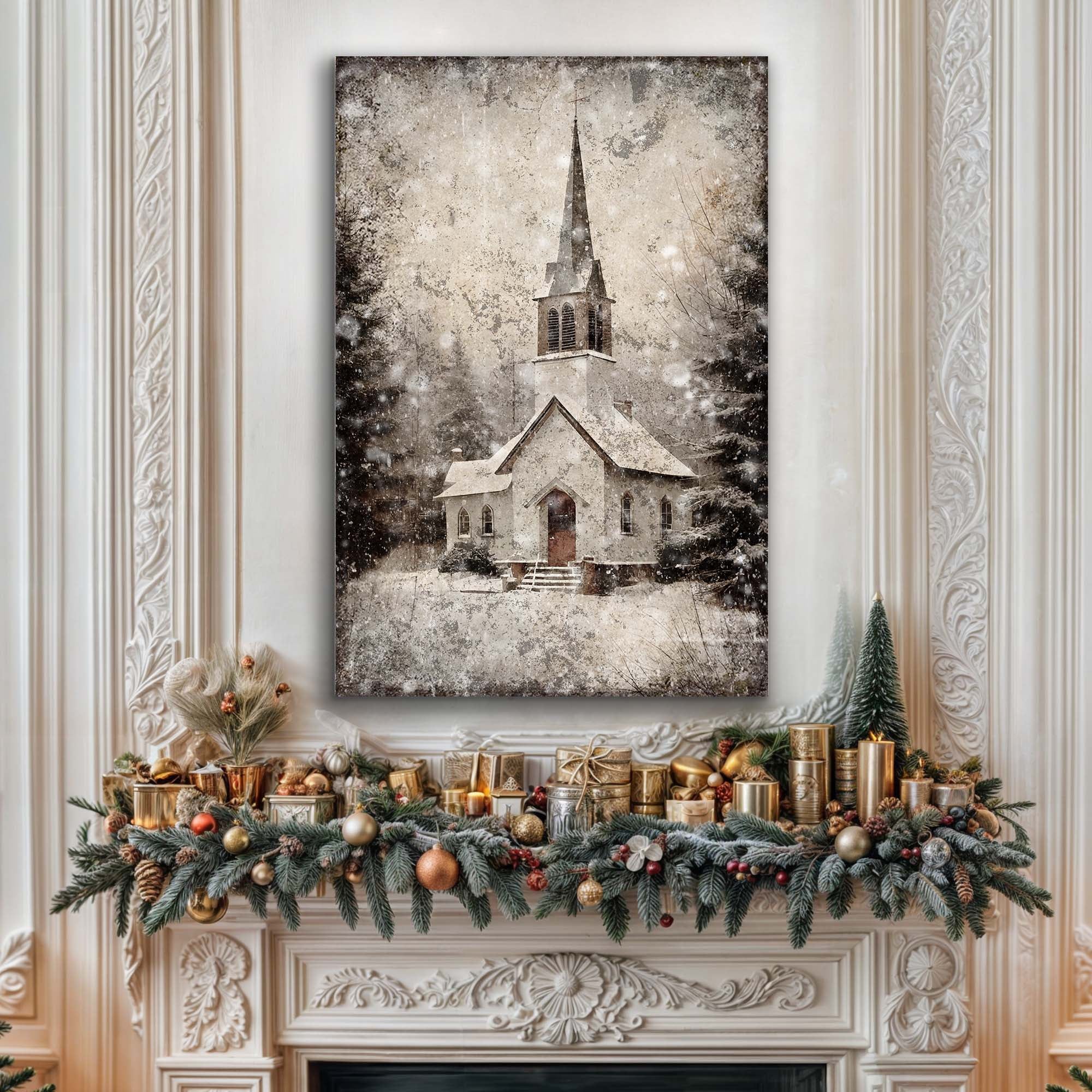 Vintage Church Christmas Wall Art IV - Image 3