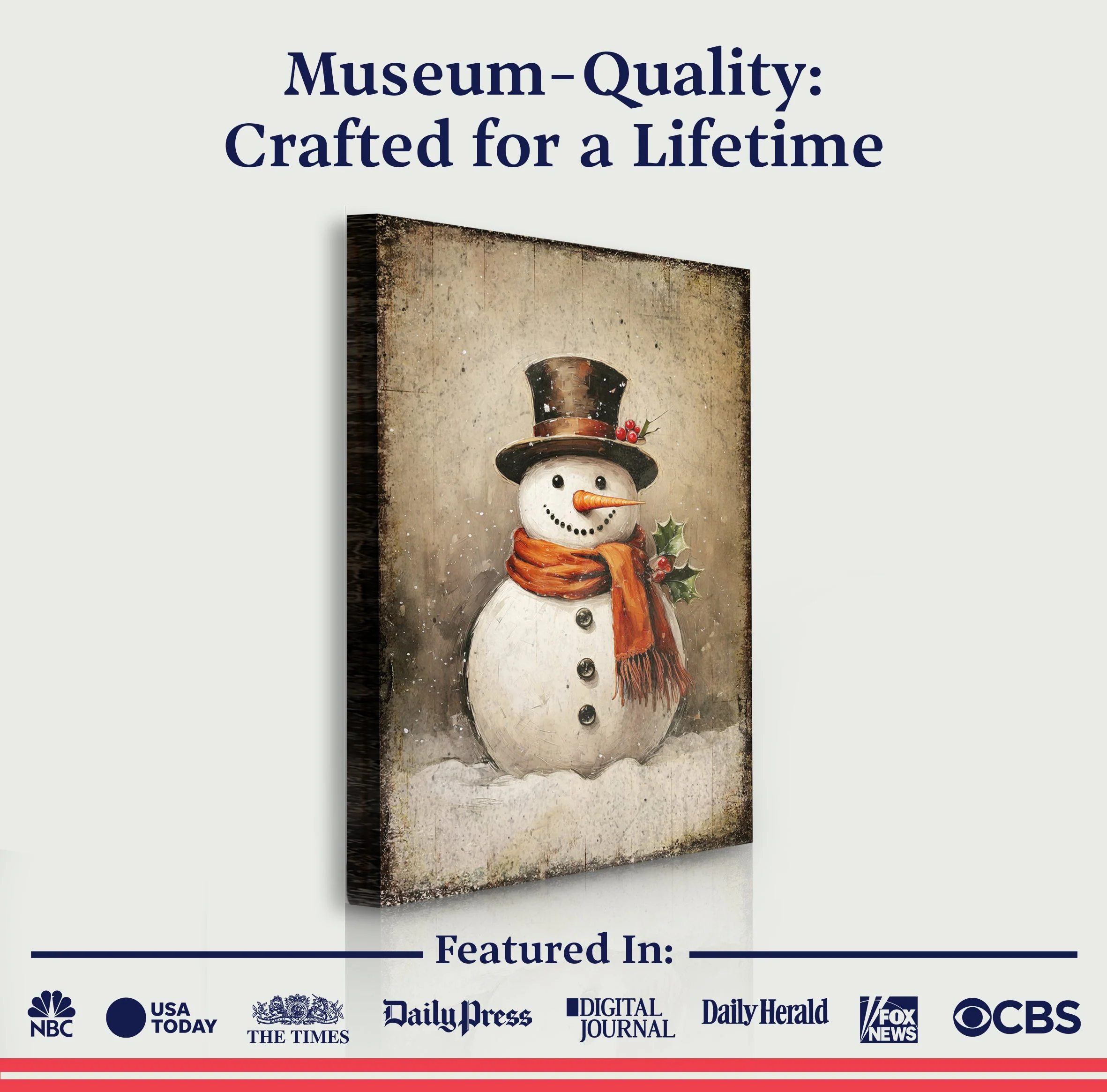 Vintage Snowman Christmas Wall Art IV - Image 4