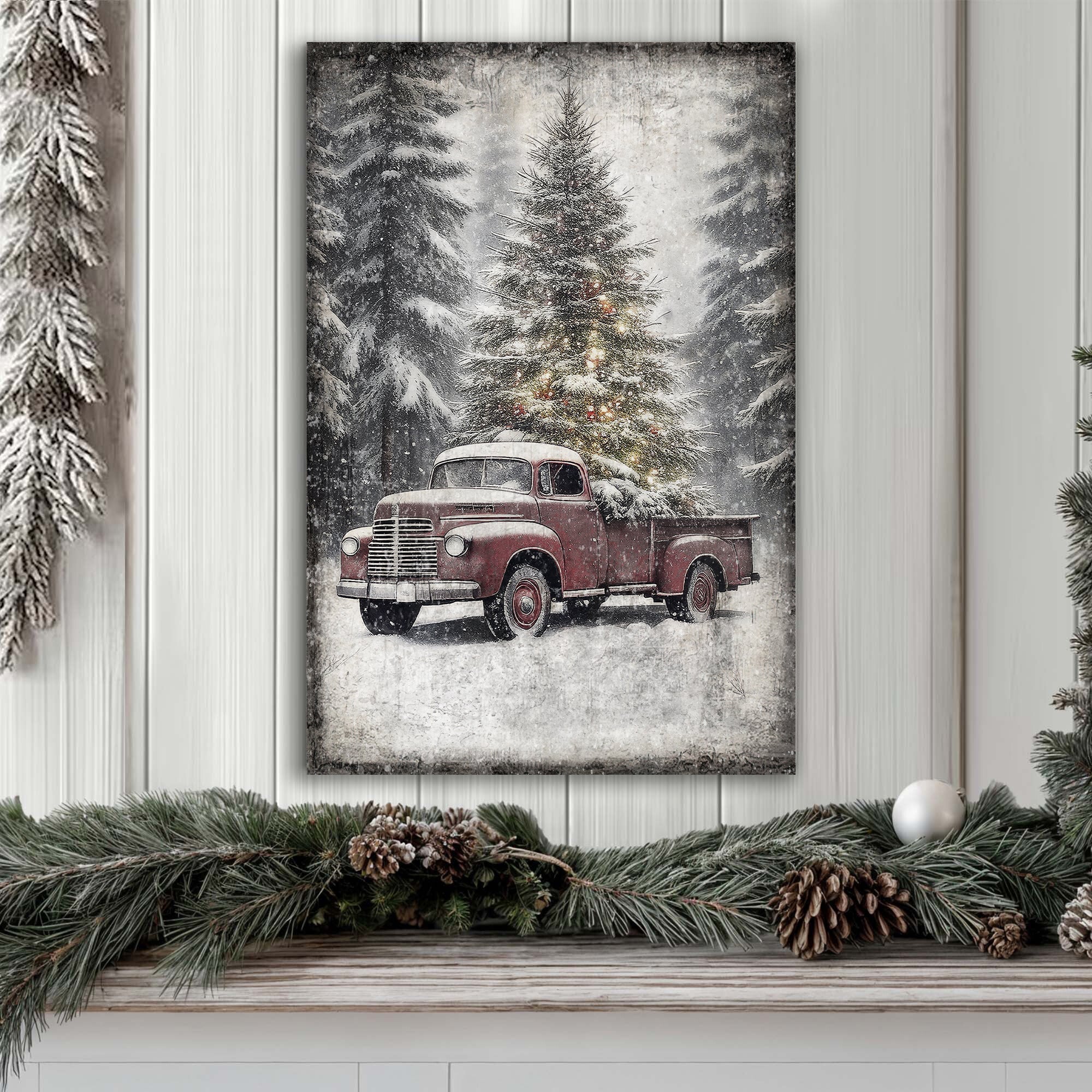 Vintage Truck With Christmas Tree Wall Art III - Image 3