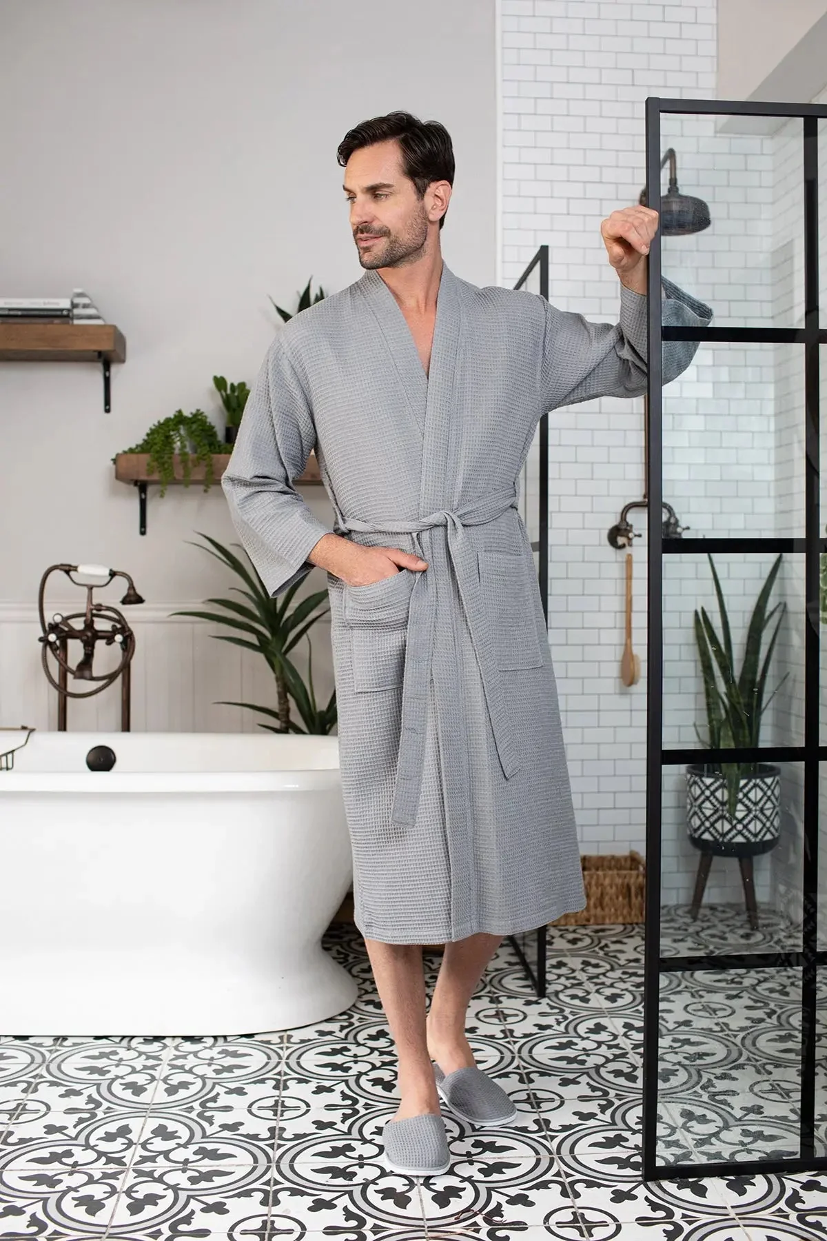 Waffle Spa Bathrobe for Men -  Absorbent, Lightweight - Image 31