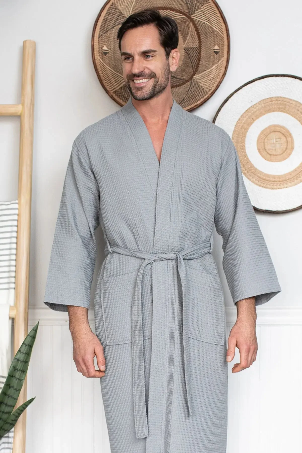 Waffle Spa Bathrobe for Men -  Absorbent, Lightweight - Image 32