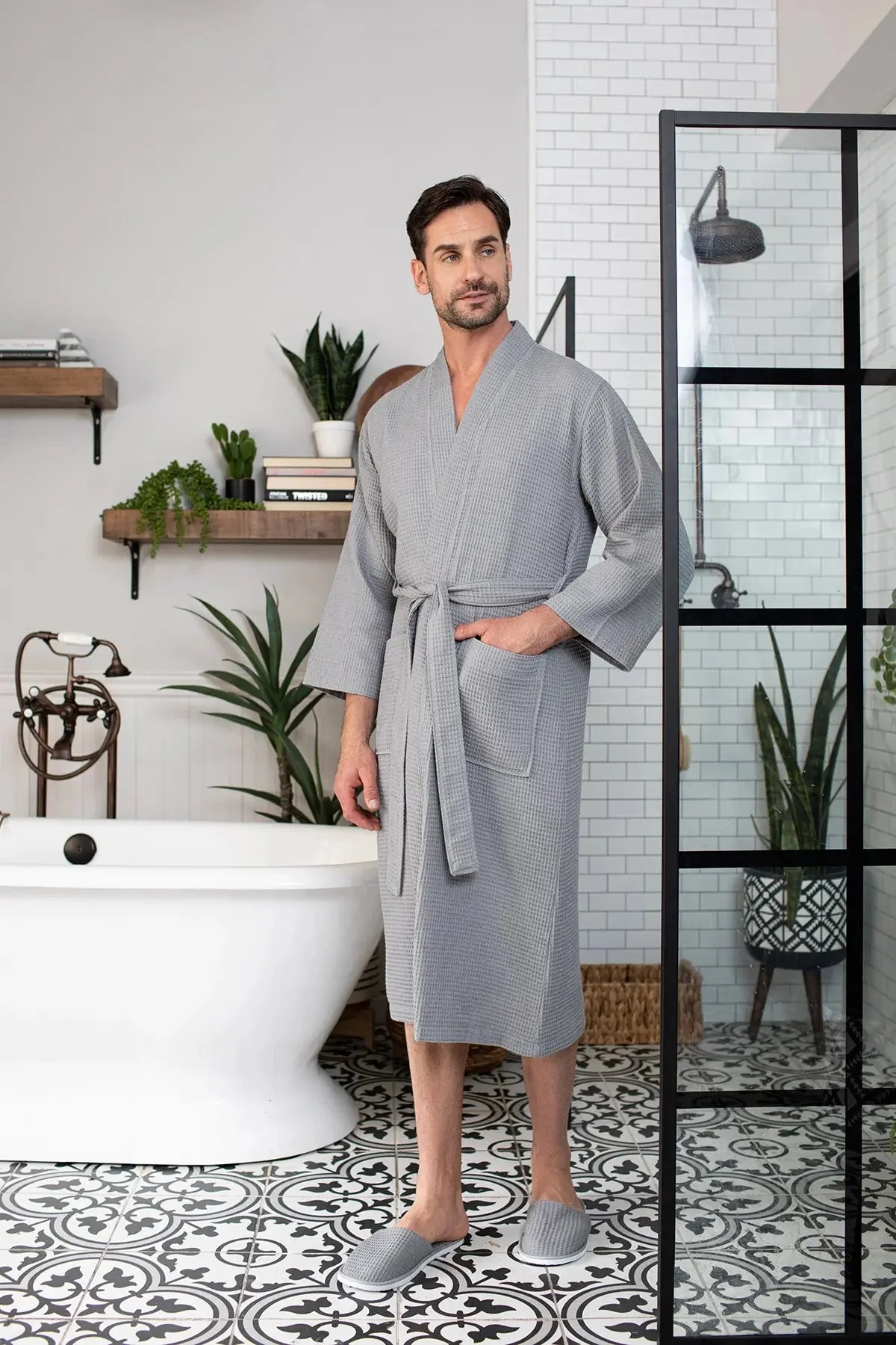 Waffle Spa Bathrobe for Men -  Absorbent, Lightweight - Image 33