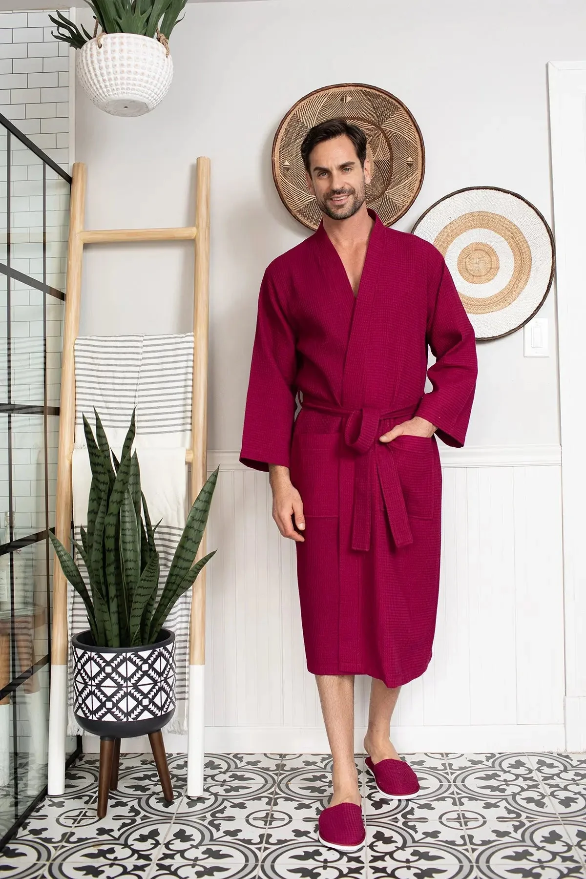 Waffle Spa Bathrobe for Men -  Absorbent, Lightweight - Image 41