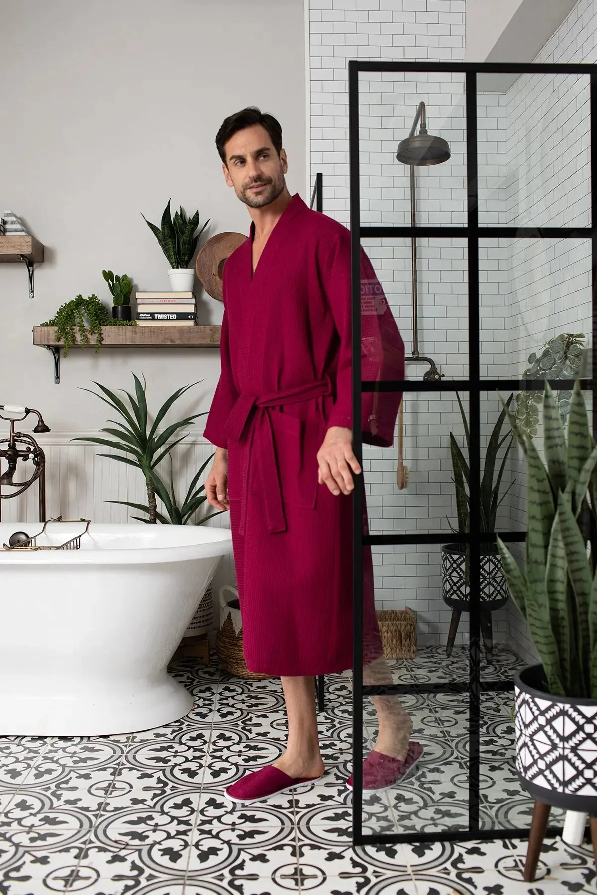 Waffle Spa Bathrobe for Men -  Absorbent, Lightweight - Image 6
