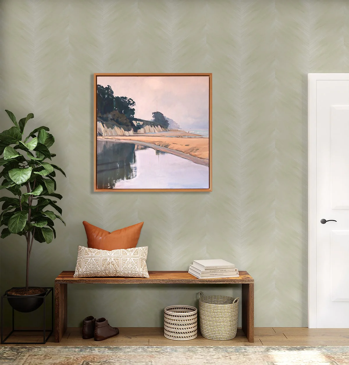 Washed Chevron Abstract Peel and Stick Removable Wallpaper - Image 20