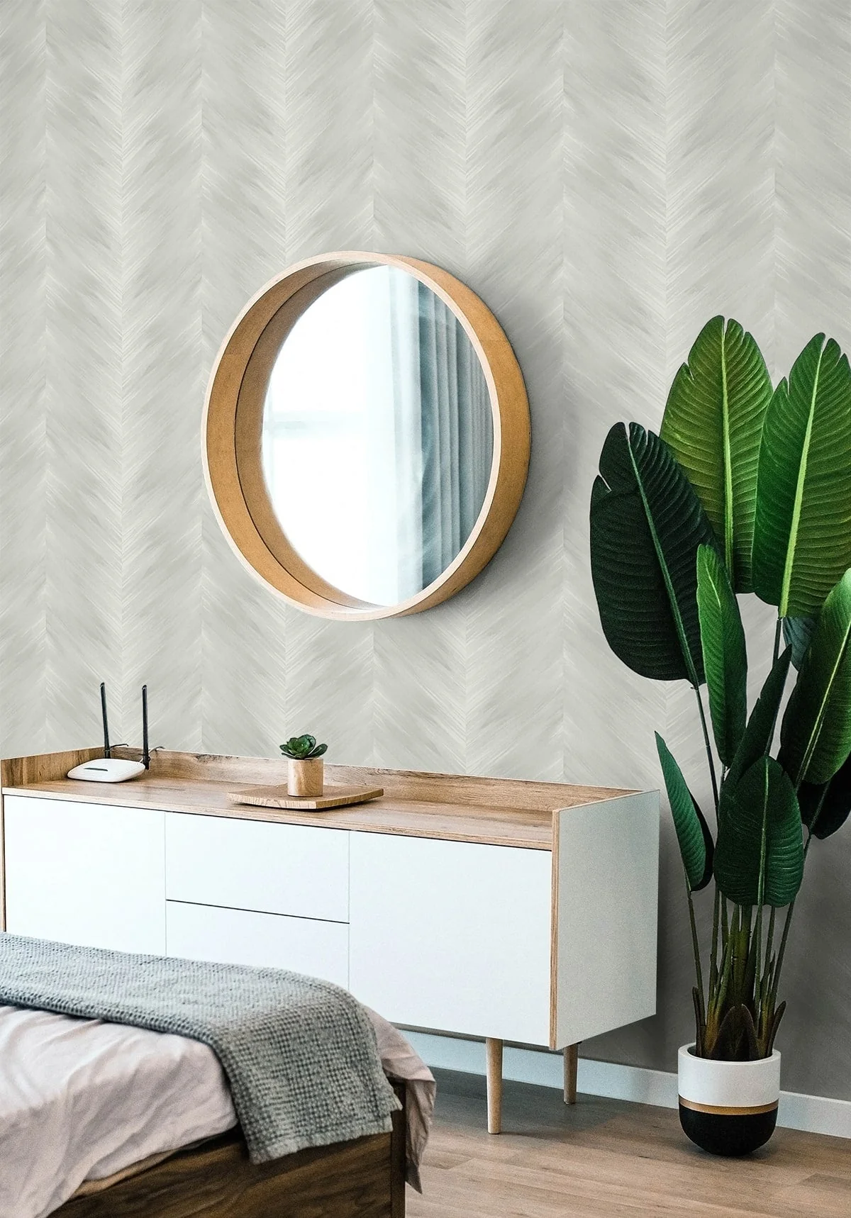 Washed Chevron Abstract Peel and Stick Removable Wallpaper - Image 24