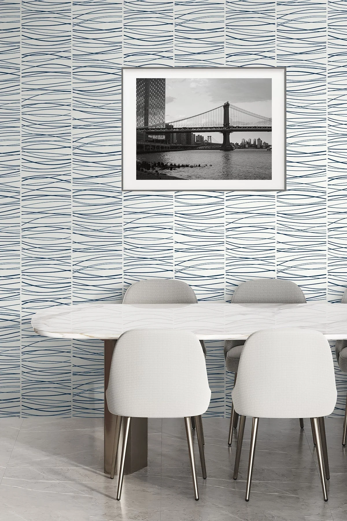 Wave Lines Abstract Premium Peel and Stick Removable Wallpaper - Image 12