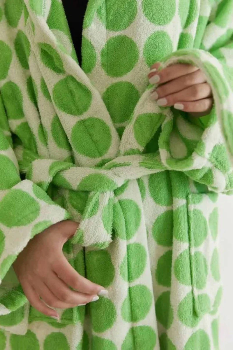 Whimsical Polka Dot Hooded Bath Robe - Image 8