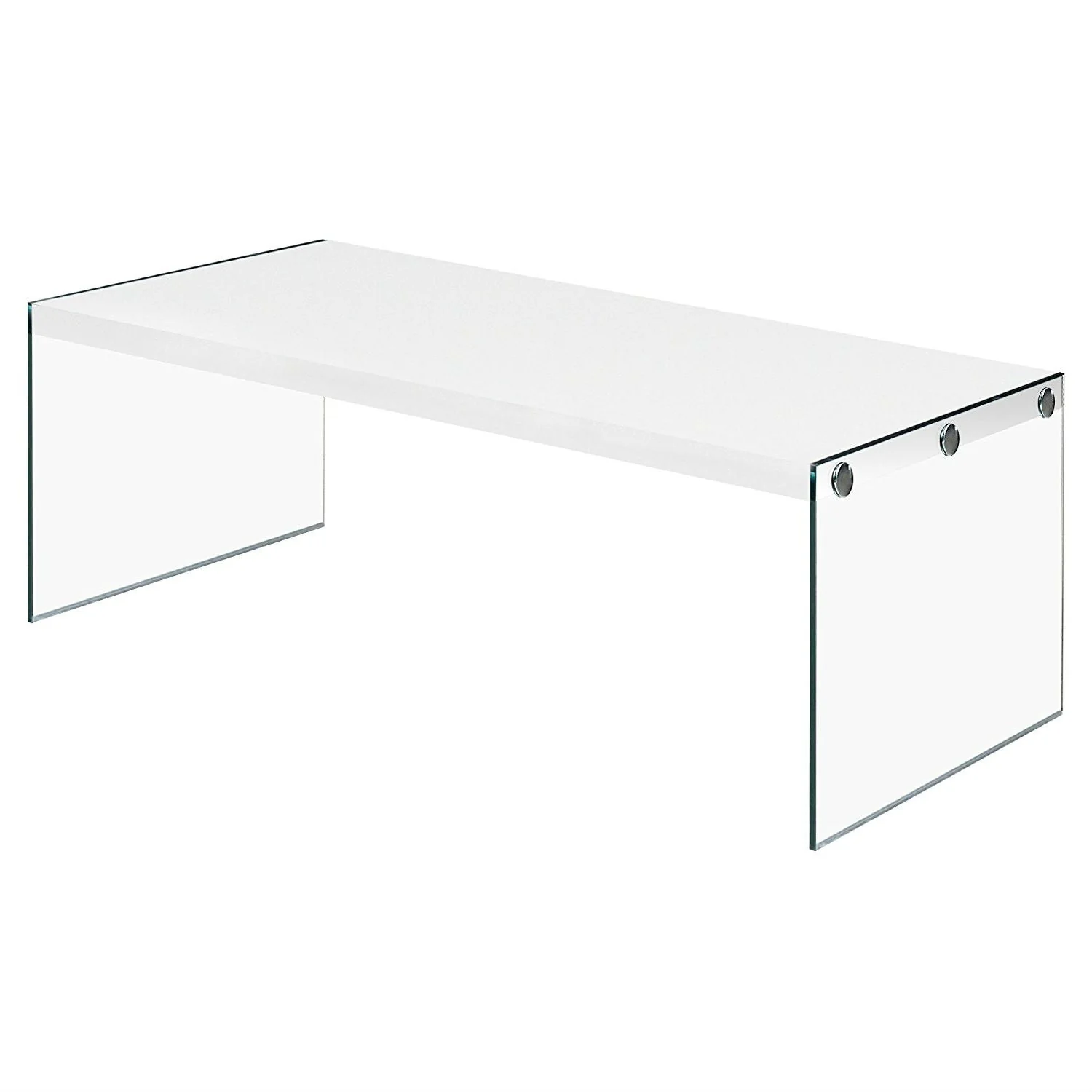 White, Rectangular Coffee Table with Tempered Glass Legs - Image 2
