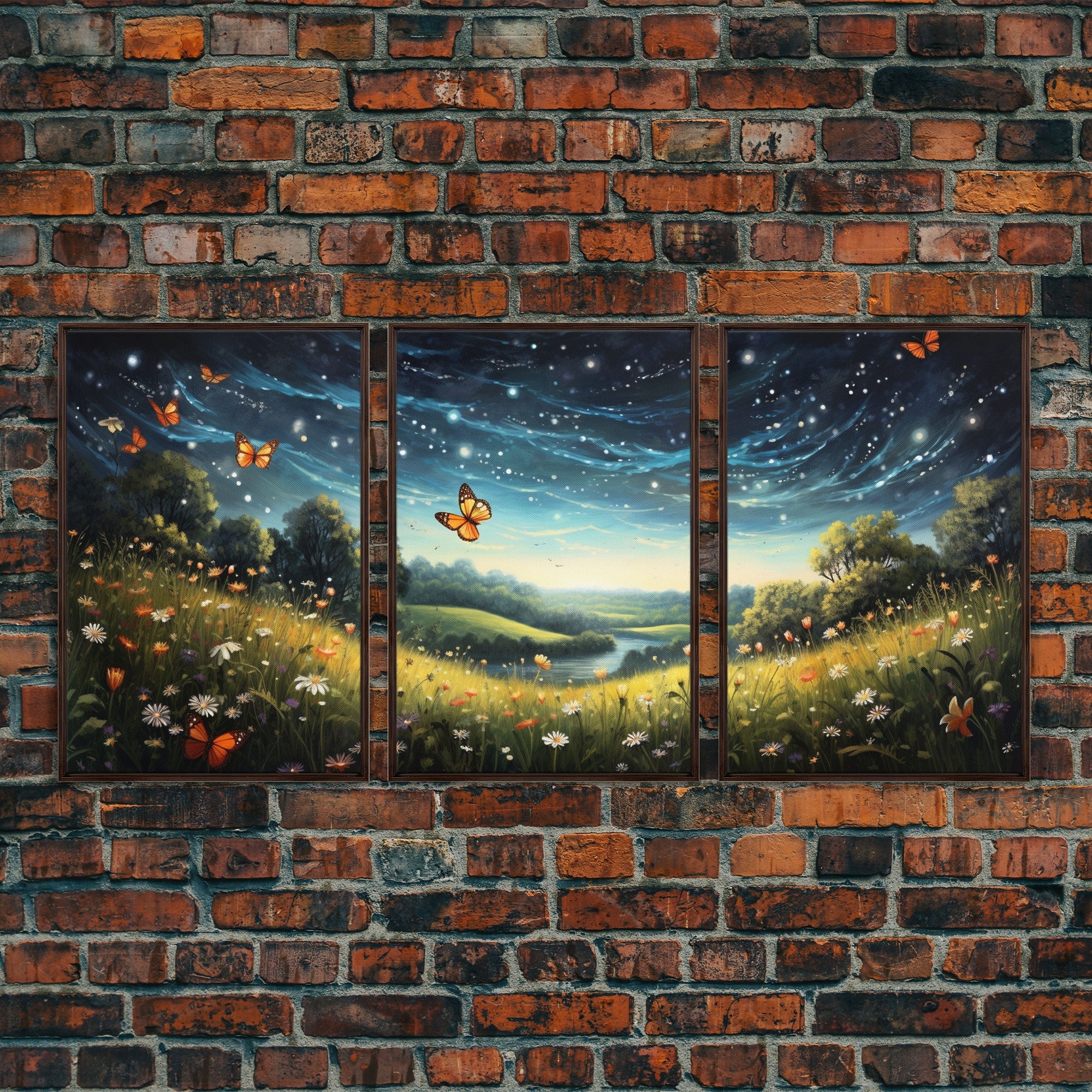 Wildflower Meadow Canvas Print, 3 Piece Wall Art - Image 4
