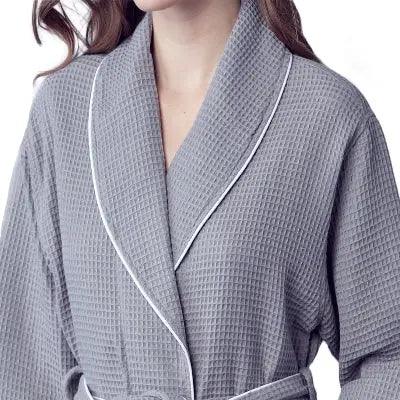 Women’s Waffle Piping Bathrobe – Lightweight Spa-Style Comfort - Image 21