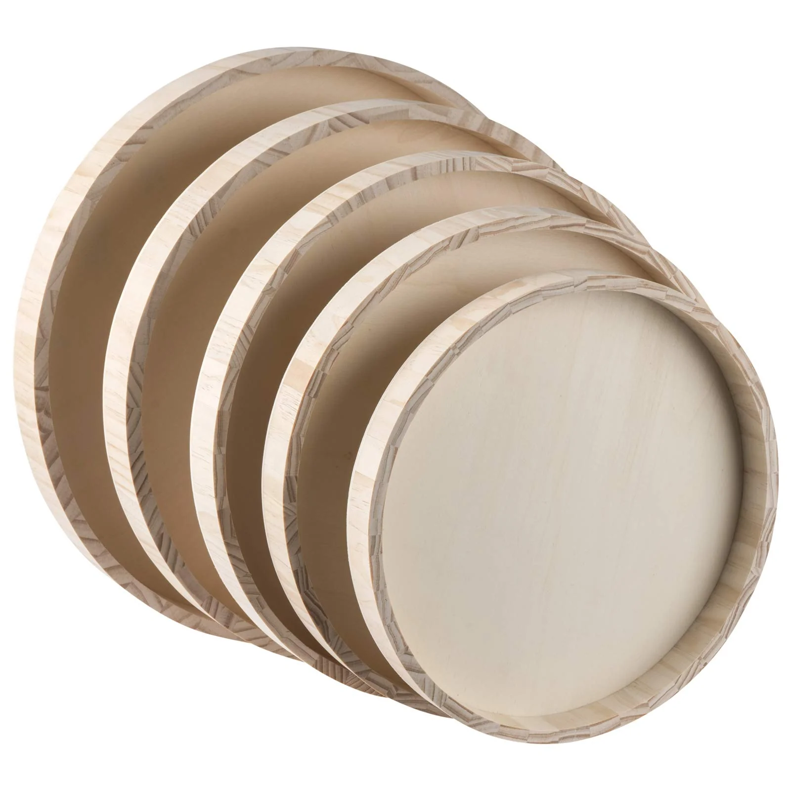 Wooden Nested Serving Trays, 5 Piece Set, Round