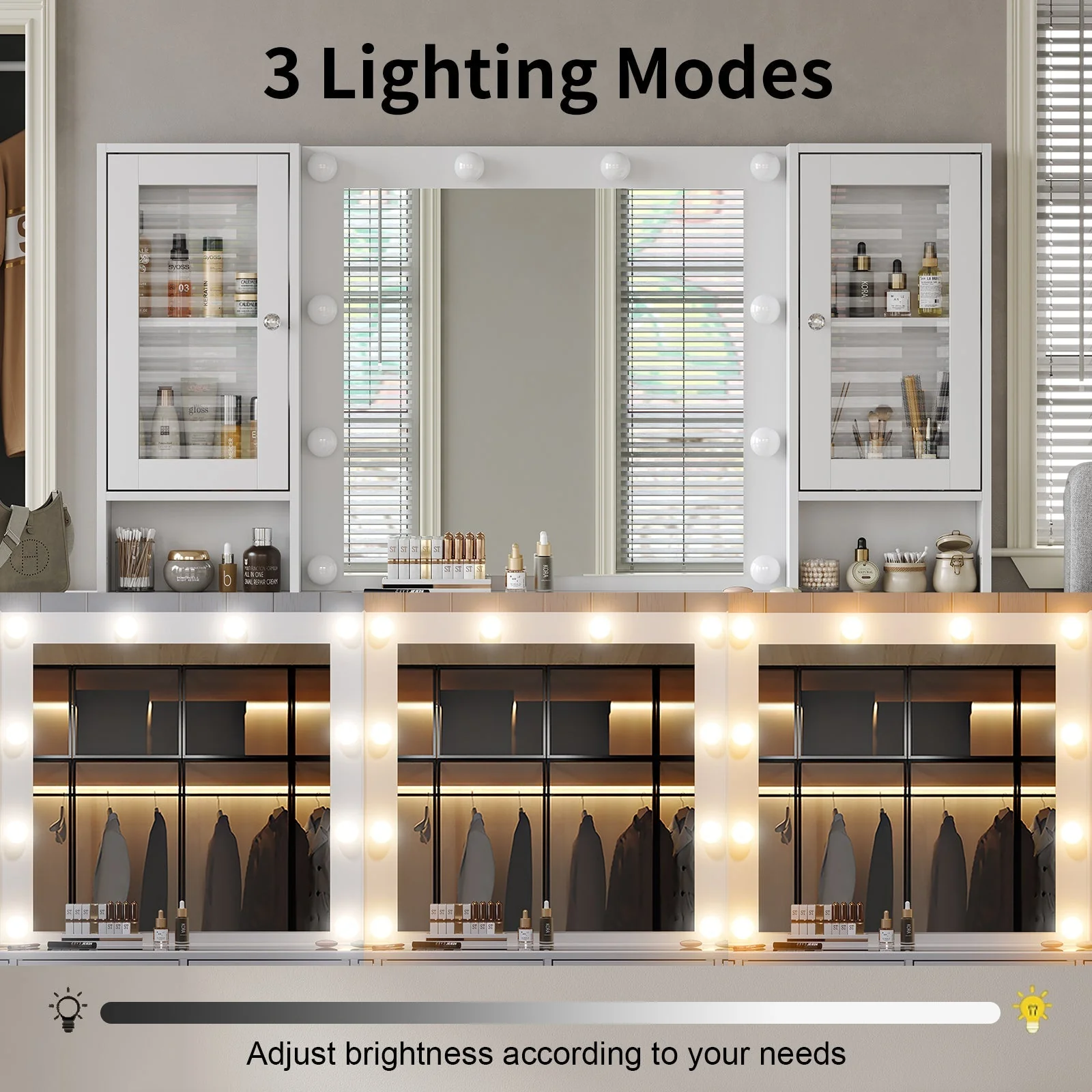 Vanity desk with LED Mirror & 12 Drawers - Image 9